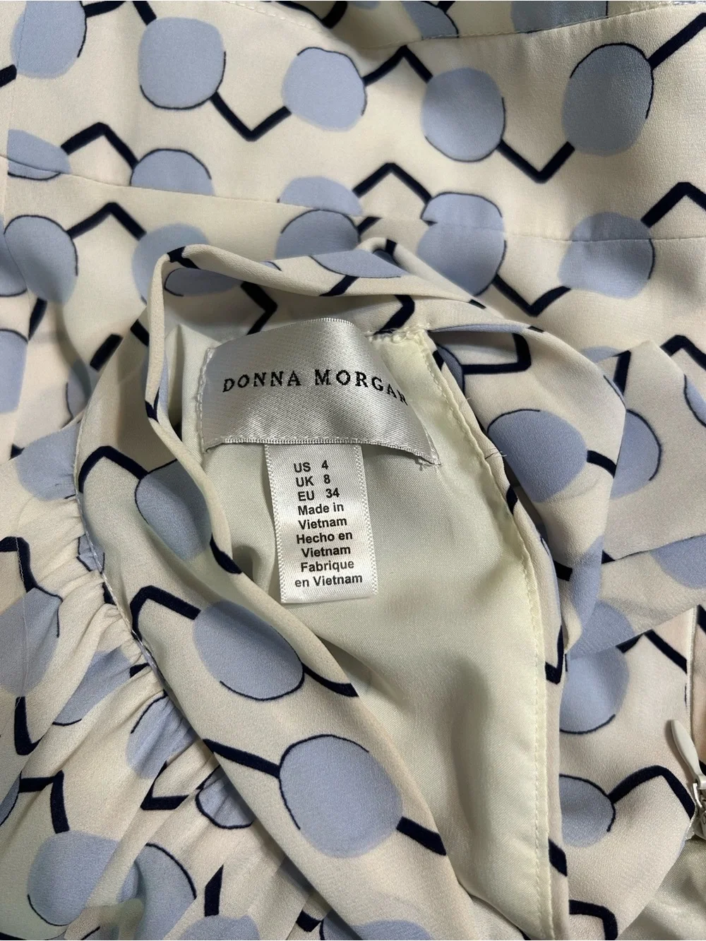 Donna Morgan Light Blue and White Sleeveless Mock-Neck Midi Dress - Picture 5 of 6